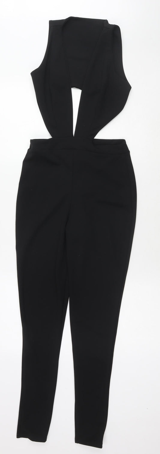 In the Style Womens Black Polyester Jumpsuit One-Piece Size 6 L24 in Pullover - Cut Out Detail
