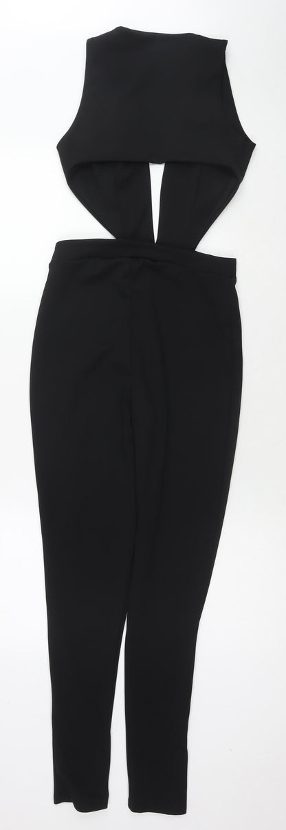 In the Style Womens Black Polyester Jumpsuit One-Piece Size 6 L24 in Pullover - Cut Out Detail