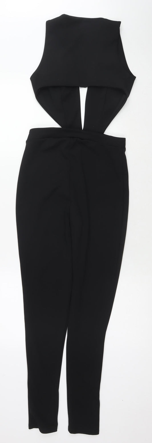 In the Style Womens Black Polyester Jumpsuit One-Piece Size 6 L24 in Pullover - Cut Out Detail