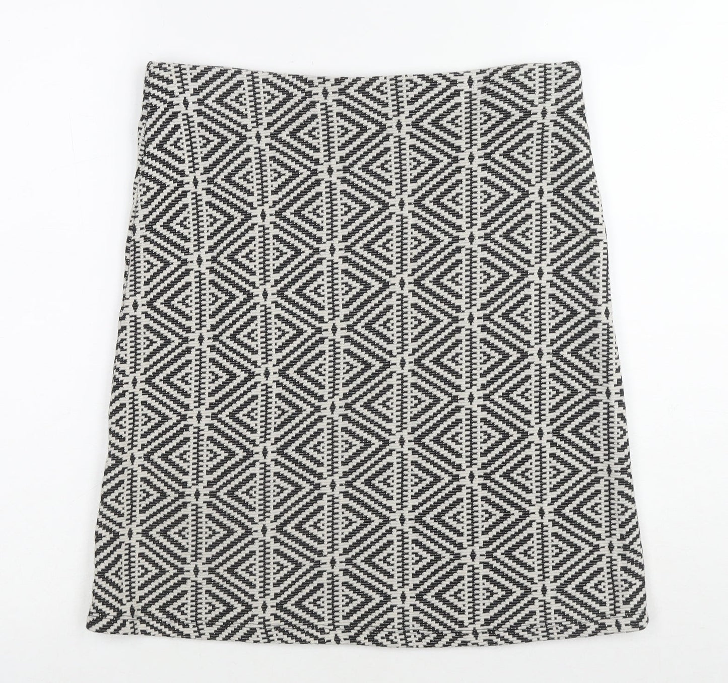 Dorothy Perkins Womens Black Geometric Cotton A-Line Skirt Size 10