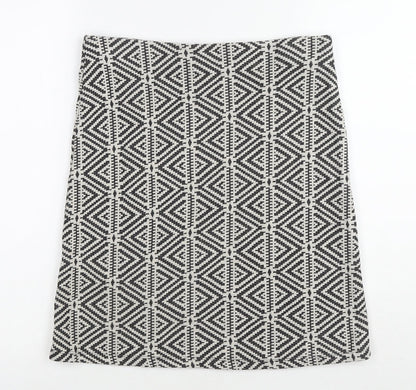 Dorothy Perkins Womens Black Geometric Cotton A-Line Skirt Size 10
