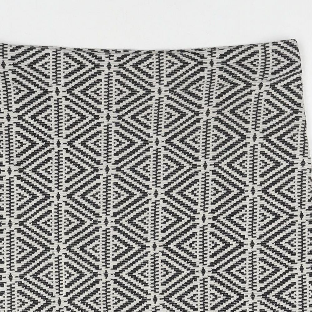 Dorothy Perkins Womens Black Geometric Cotton A-Line Skirt Size 10