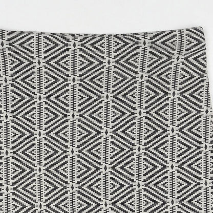 Dorothy Perkins Womens Black Geometric Cotton A-Line Skirt Size 10