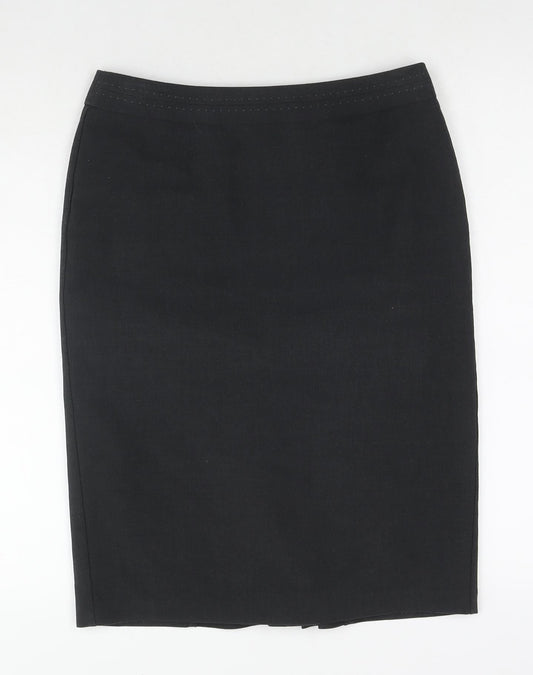 Marks and Spencer Womens Grey Polyester A-Line Skirt Size 8 Zip