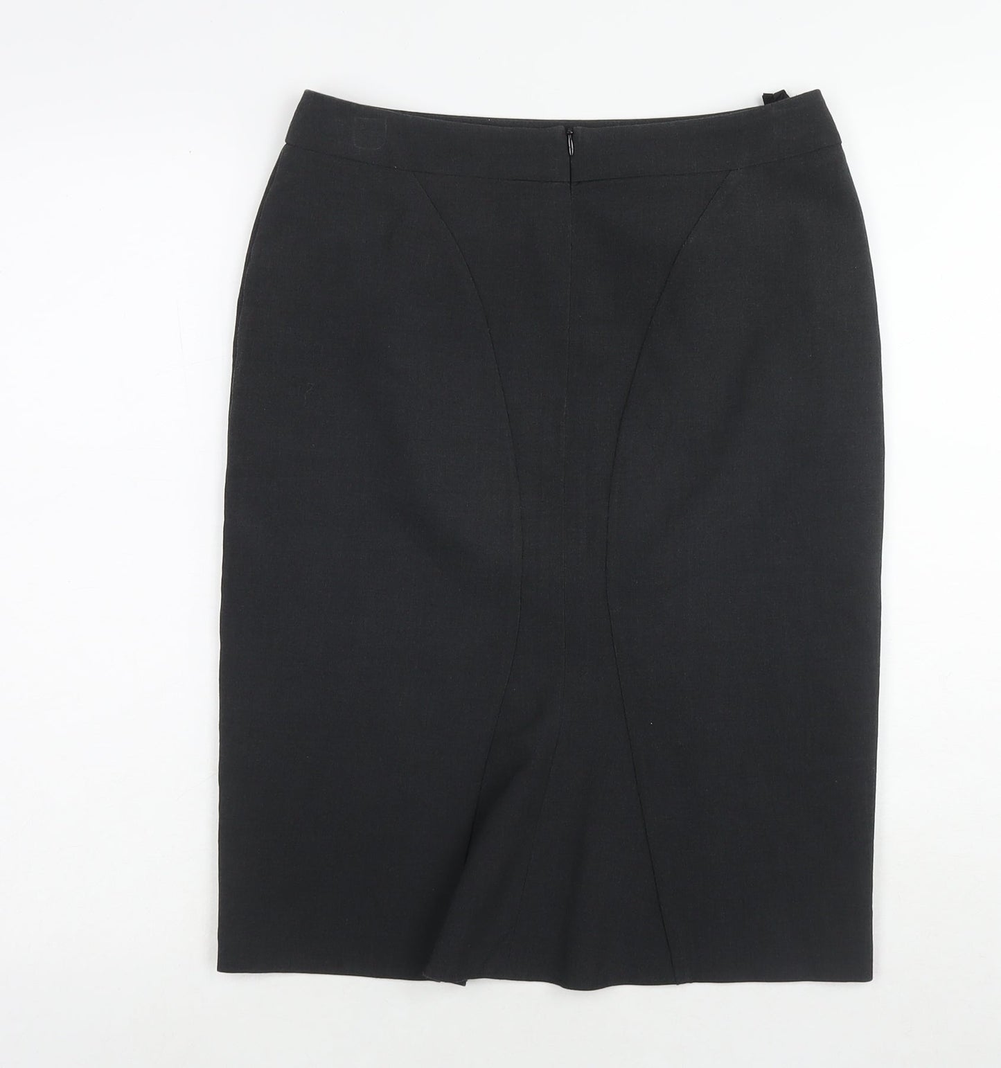 Marks and Spencer Womens Grey Polyester A-Line Skirt Size 8 Zip