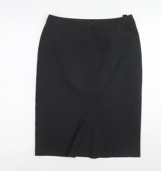 Marks and Spencer Womens Grey Polyester A-Line Skirt Size 8 Zip