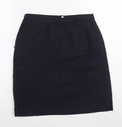 Trutex Womens Blue Cotton A-Line Skirt Size 30 in Zip