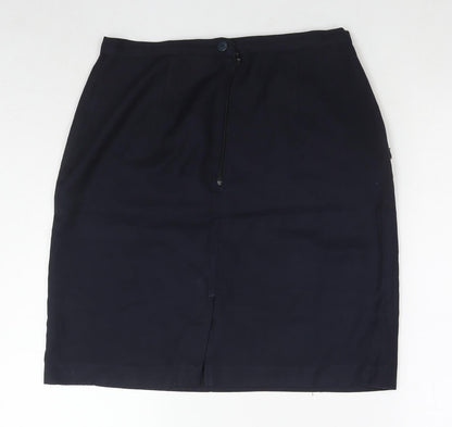 Trutex Womens Blue Cotton A-Line Skirt Size 30 in Zip