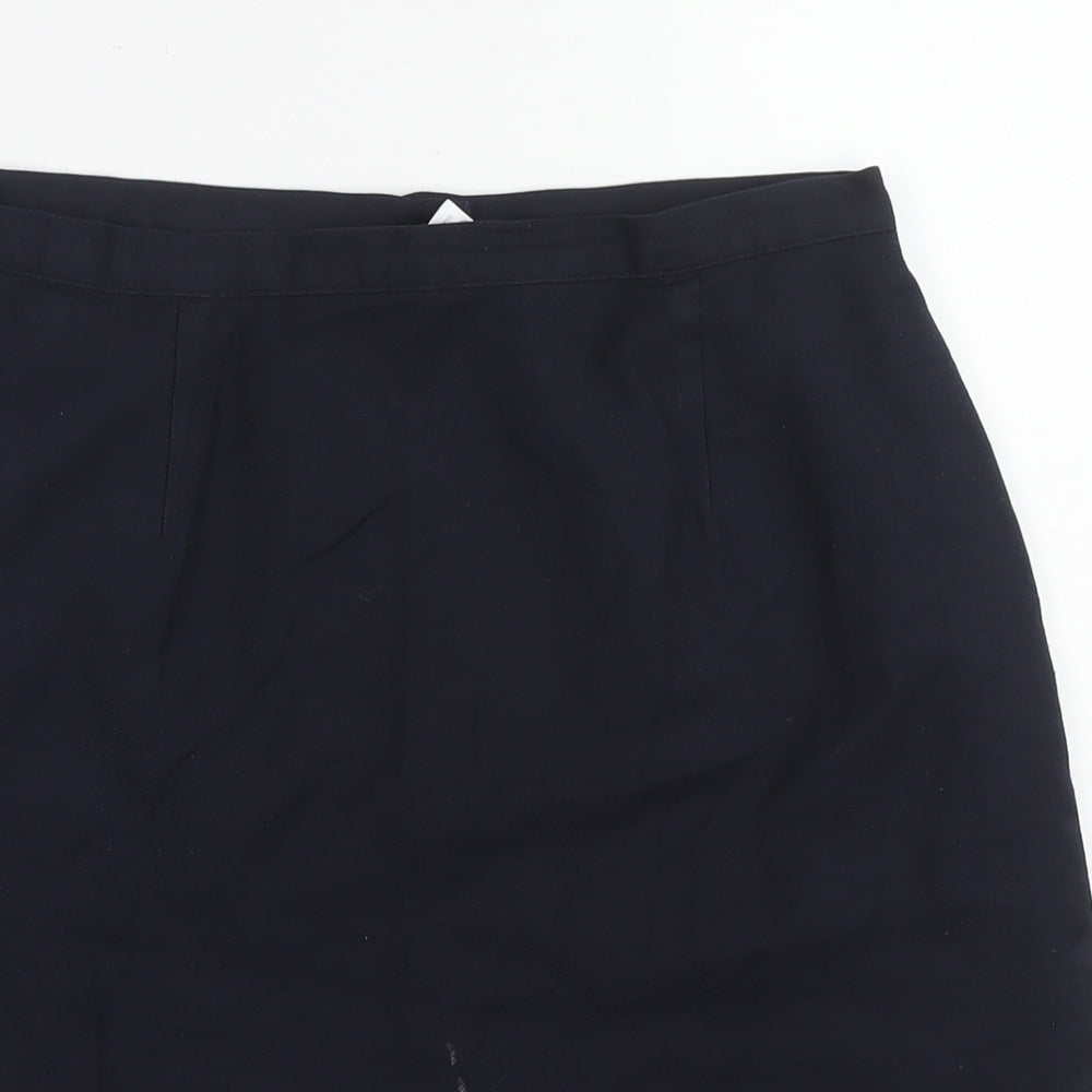 Trutex Womens Blue Cotton A-Line Skirt Size 30 in Zip