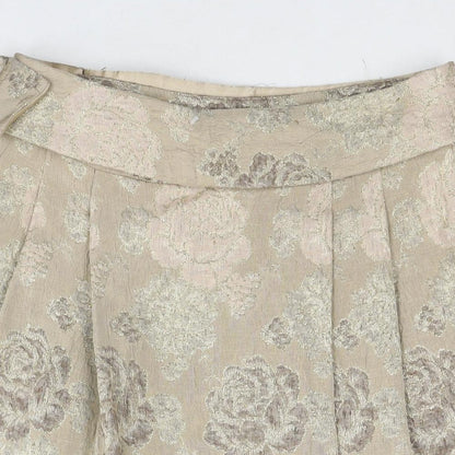 Fenn Wright Manson Womens Beige Floral Acrylic A-Line Skirt Size 12 Zip