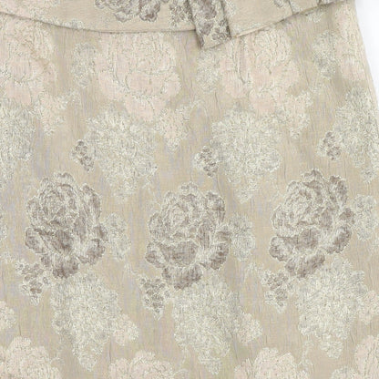 Fenn Wright Manson Womens Beige Floral Acrylic A-Line Skirt Size 12 Zip
