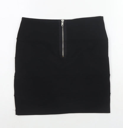 Smoove Womens Black Polyester Mini Skirt Size 10 Zip