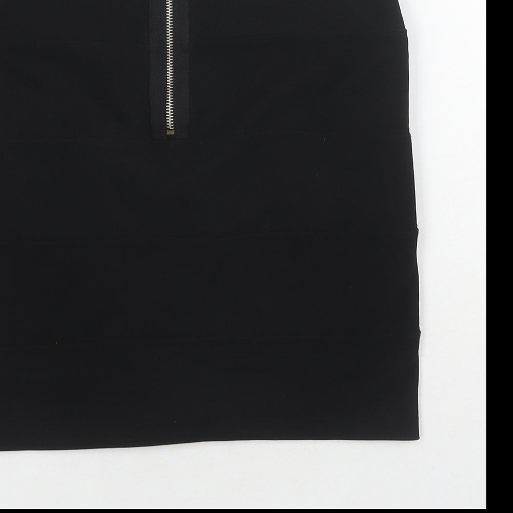Smoove Womens Black Polyester Mini Skirt Size 10 Zip