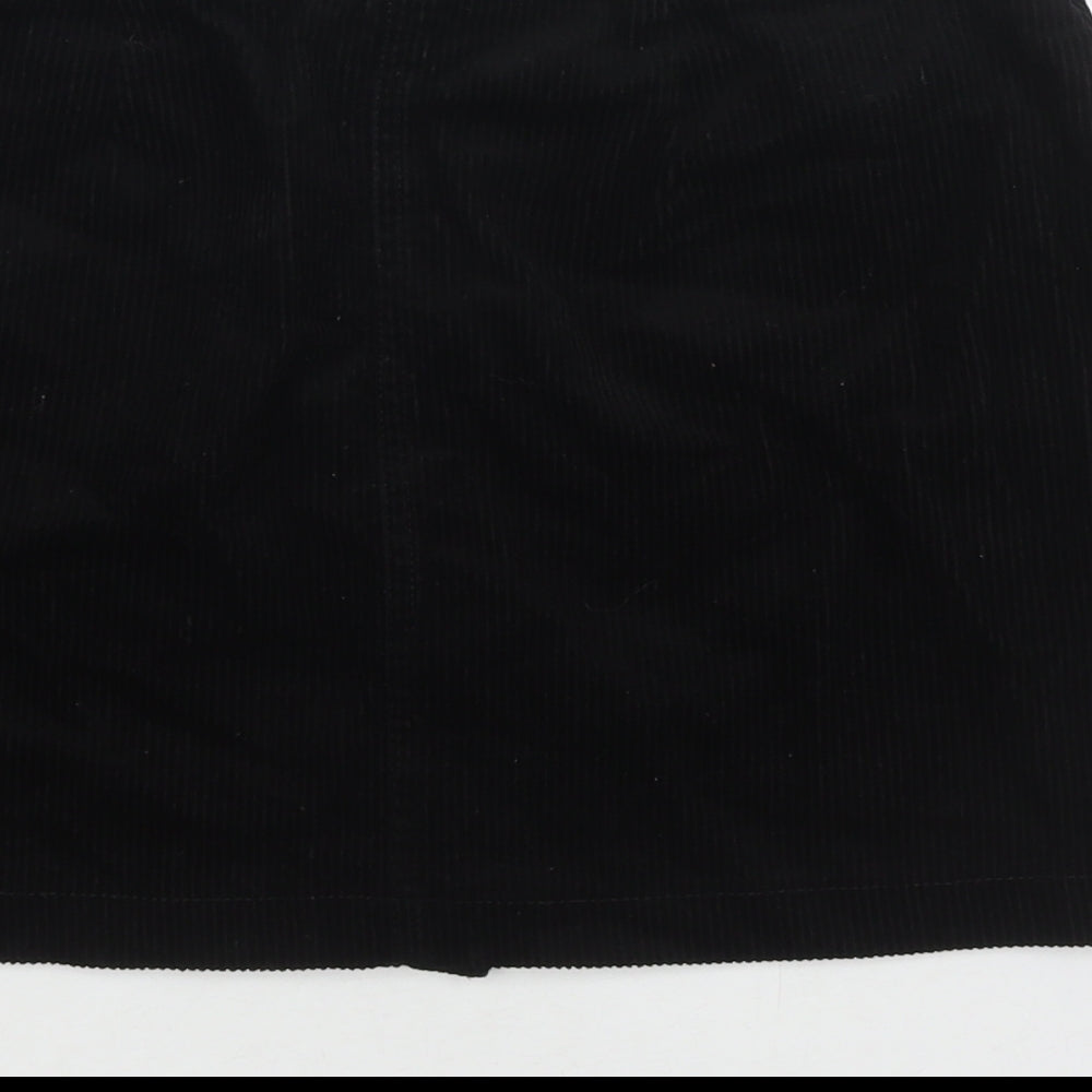 New Look Womens Black Cotton A-Line Skirt Size 8 Zip