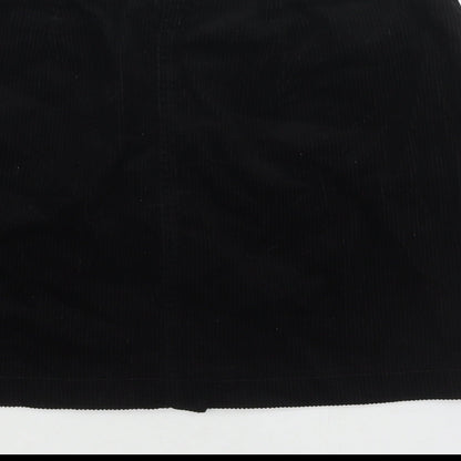 New Look Womens Black Cotton A-Line Skirt Size 8 Zip