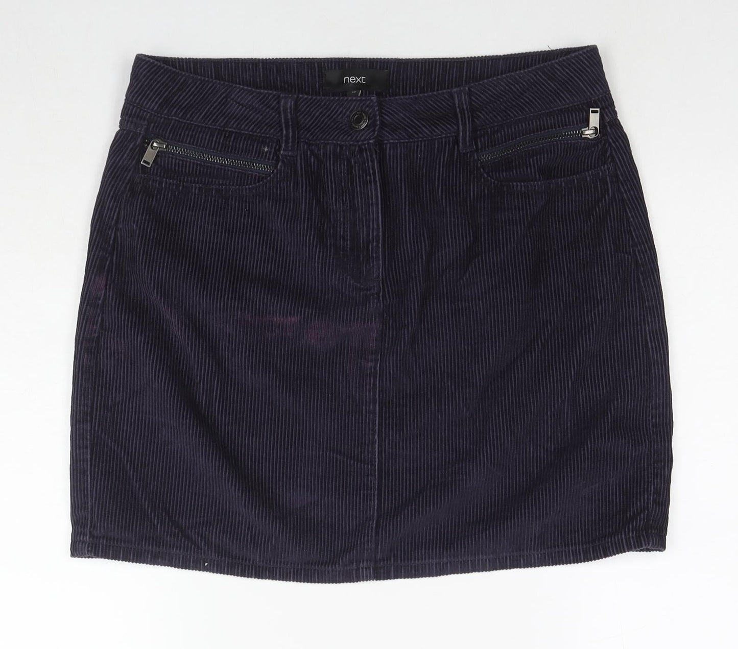 NEXT Womens Purple Cotton A-Line Skirt Size 12 Zip