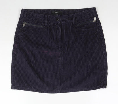 NEXT Womens Purple Cotton A-Line Skirt Size 12 Zip