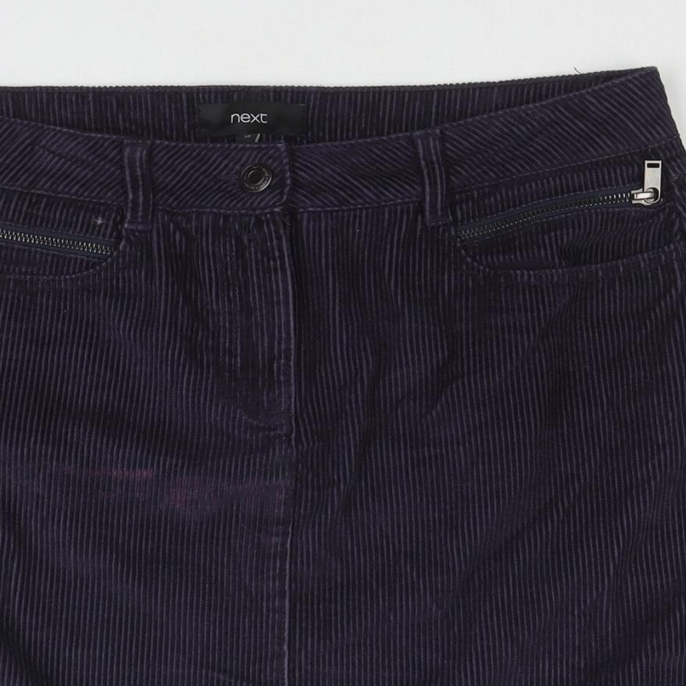 NEXT Womens Purple Cotton A-Line Skirt Size 12 Zip