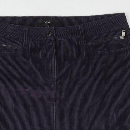 NEXT Womens Purple Cotton A-Line Skirt Size 12 Zip