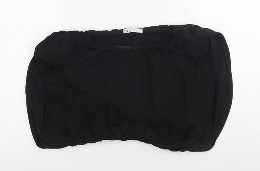Womens UK Size L Zara Black Basic Blouse
