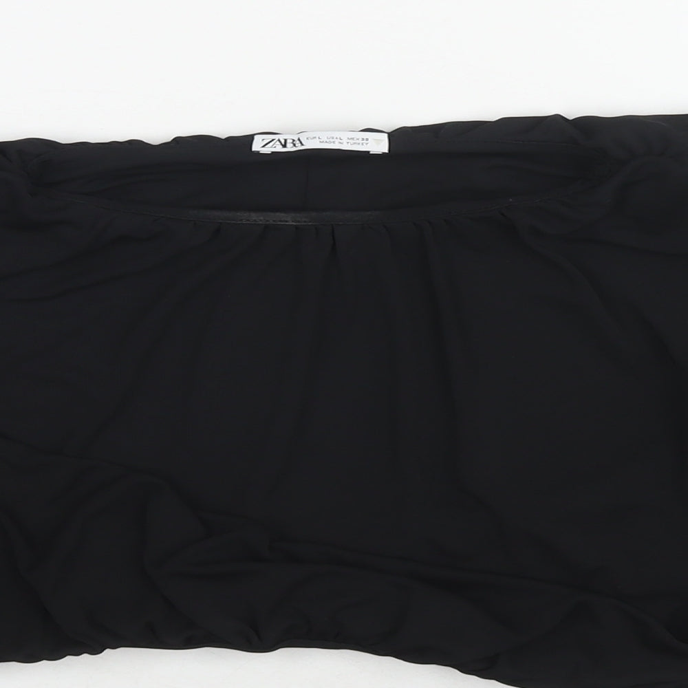 Womens UK Size L Zara Black Basic Blouse