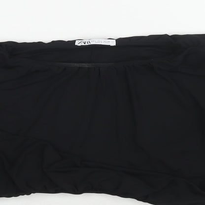 Womens UK Size L Zara Black Basic Blouse