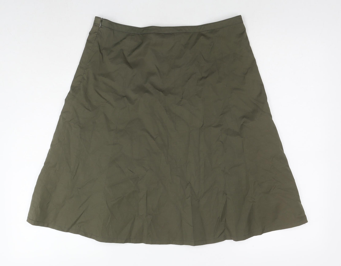 Mexx Womens Green Nylon A-Line Skirt Size 12 Zip - Flowers