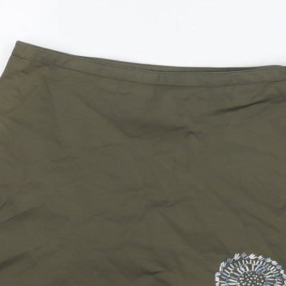 Mexx Womens Green Nylon A-Line Skirt Size 12 Zip - Flowers