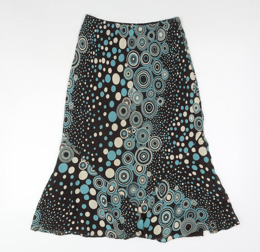 Berkertex Womens Brown Polka Dot Viscose Swing Skirt Size 10