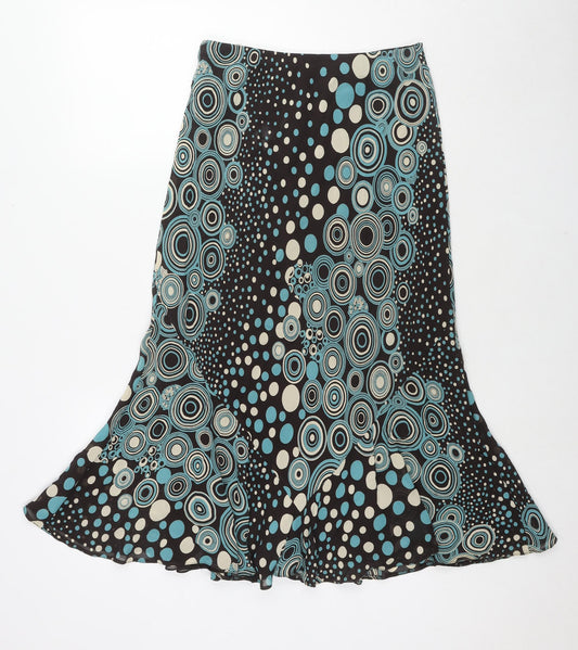 Berkertex Womens Brown Polka Dot Viscose Swing Skirt Size 10