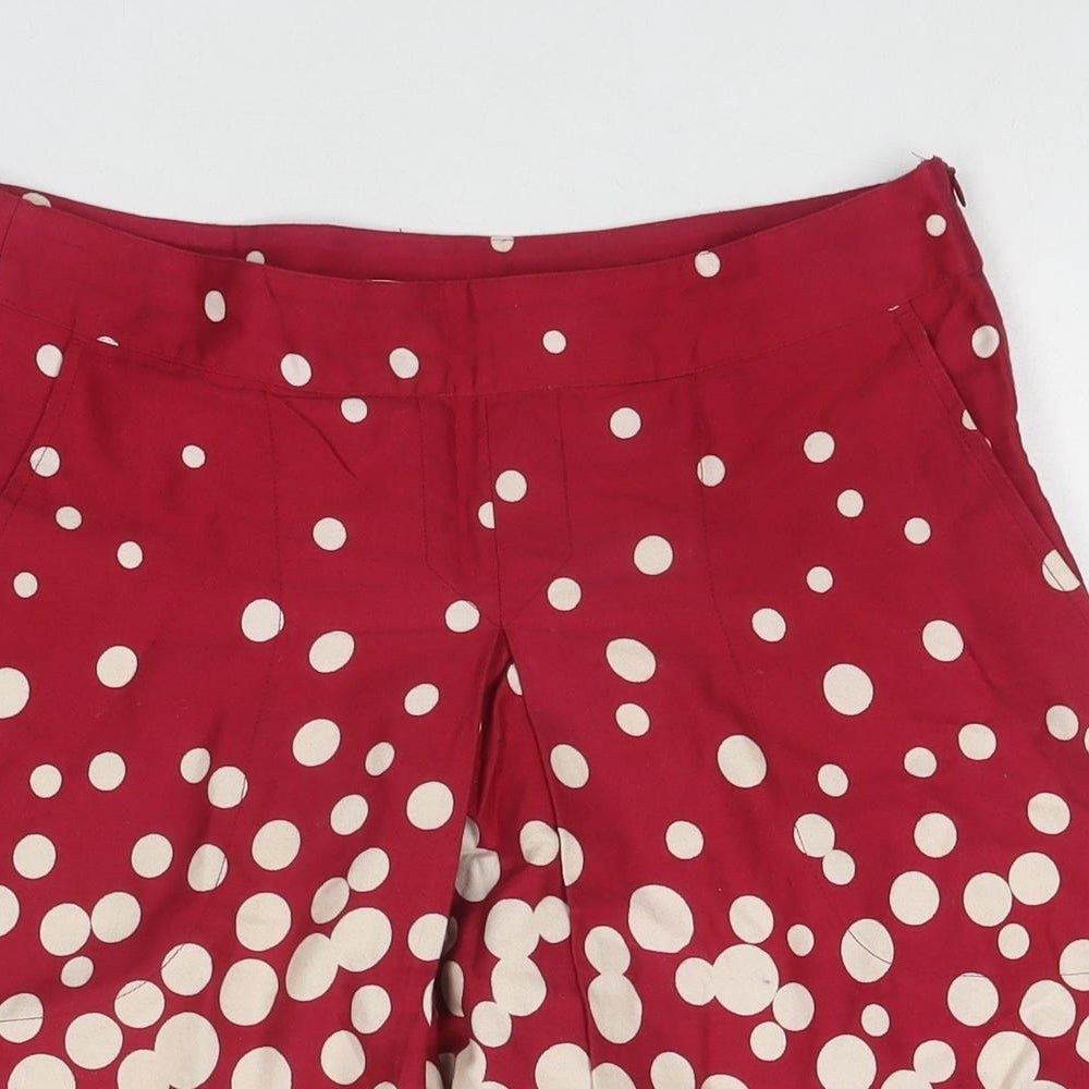 Jackpot Womens Red Polka Dot Cotton Pleated Skirt Size 8 Zip