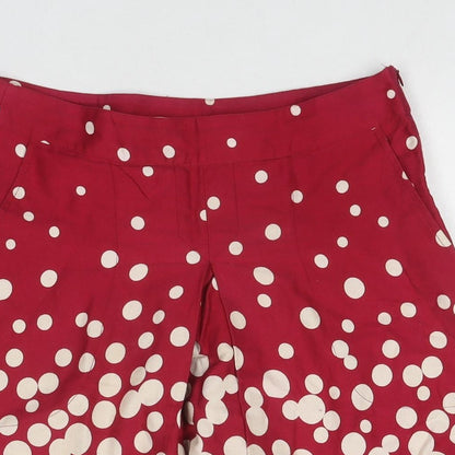 Jackpot Womens Red Polka Dot Cotton Pleated Skirt Size 8 Zip
