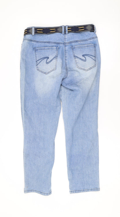 Barbara Lebek Womens Blue Cotton Straight Jeans Size 10 L24 in Regular Zip