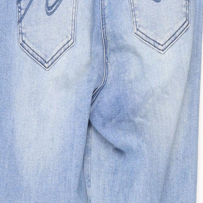 Barbara Lebek Womens Blue Cotton Straight Jeans Size 10 L24 in Regular Zip