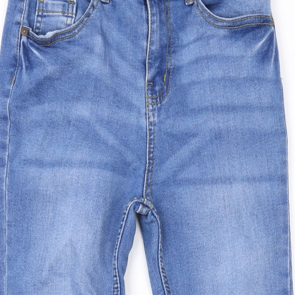 Denim & Co. Girls Blue Cotton Skinny Jeans Size 10-11 Years L24 in Regular Zip