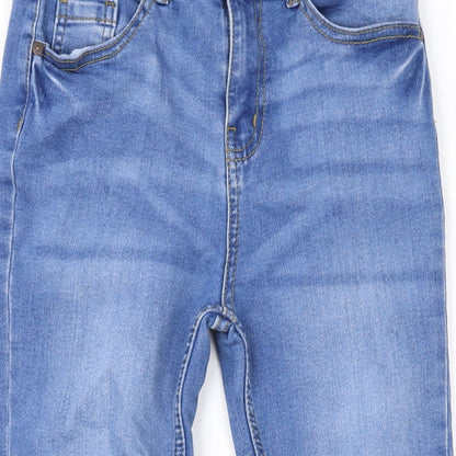 Denim & Co. Girls Blue Cotton Skinny Jeans Size 10-11 Years L24 in Regular Zip
