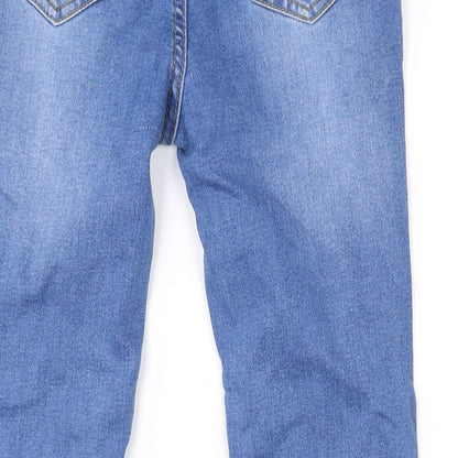 Denim & Co. Girls Blue Cotton Skinny Jeans Size 10-11 Years L24 in Regular Zip