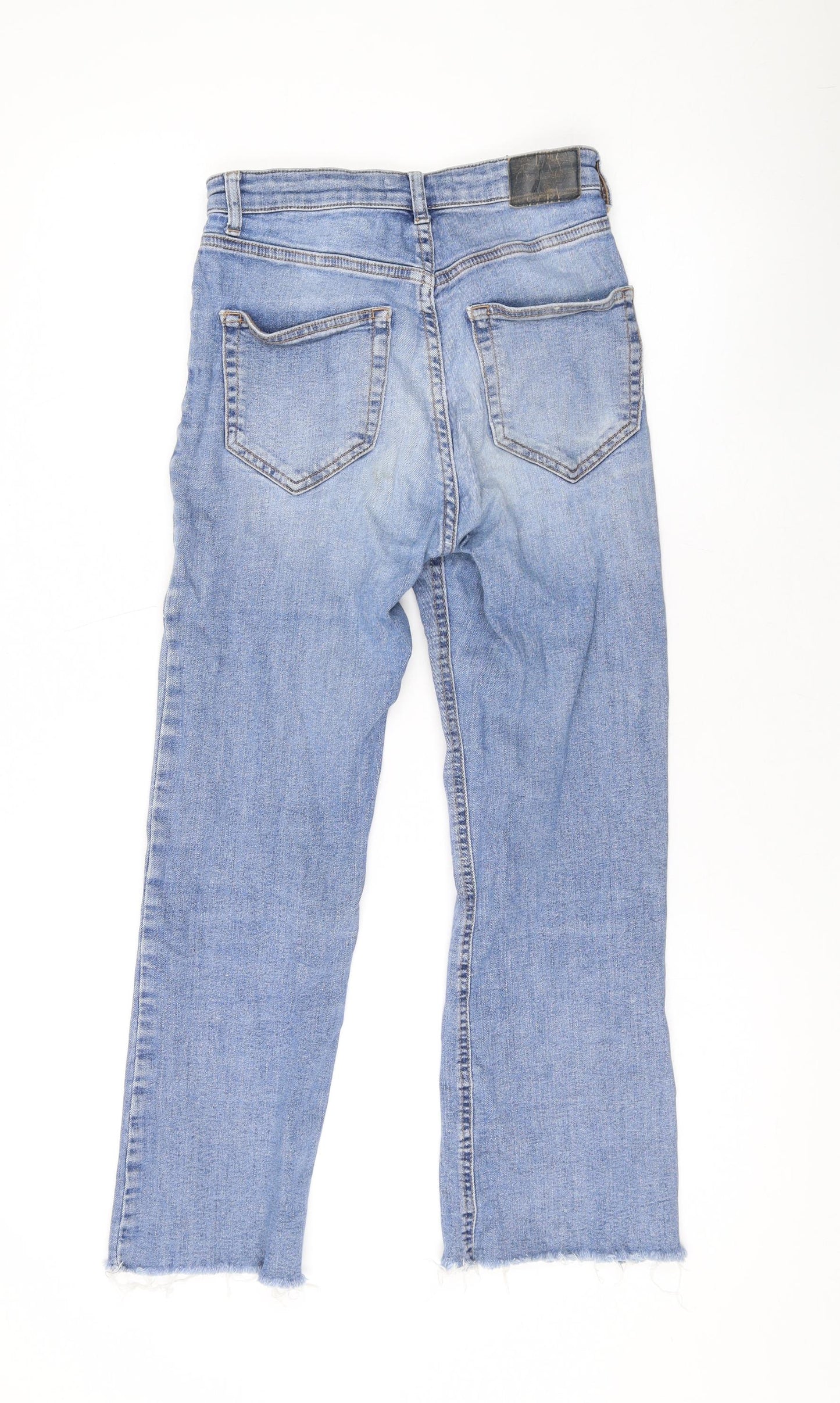 Pull&Bear Womens Blue Cotton Straight Jeans Size 8 L22 in Regular Zip