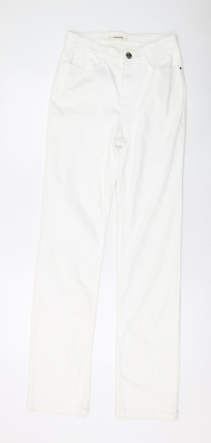 Per Una Womens White Cotton Straight Jeans Size 8 L32 in Regular Zip