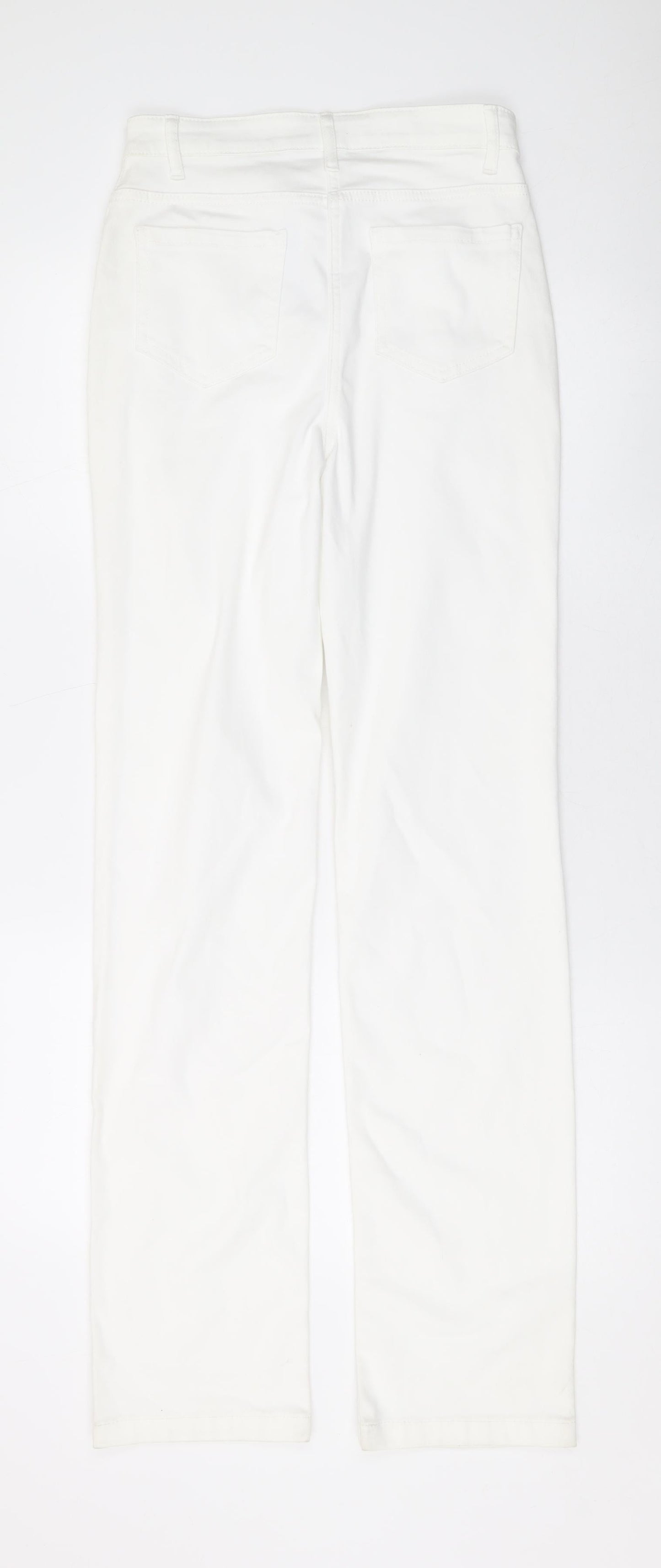 Per Una Womens White Cotton Straight Jeans Size 8 L32 in Regular Zip