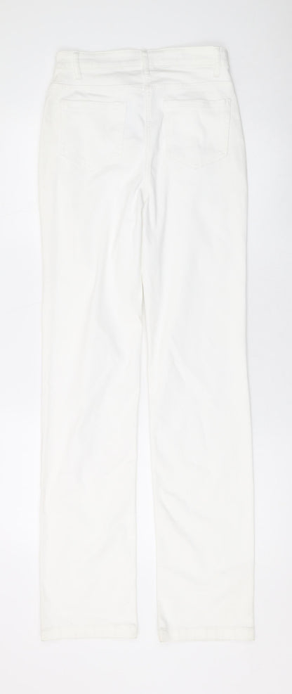 Per Una Womens White Cotton Straight Jeans Size 8 L32 in Regular Zip