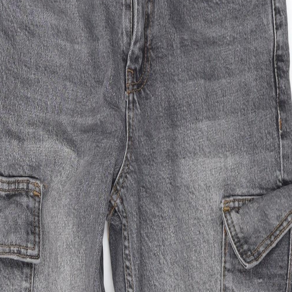 Topshop Womens Grey Cotton Straight Jeans Size 28 L25 in Regular Zip - Pockets