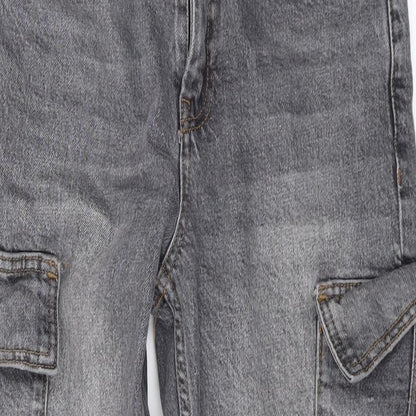 Topshop Womens Grey Cotton Straight Jeans Size 28 L25 in Regular Zip - Pockets