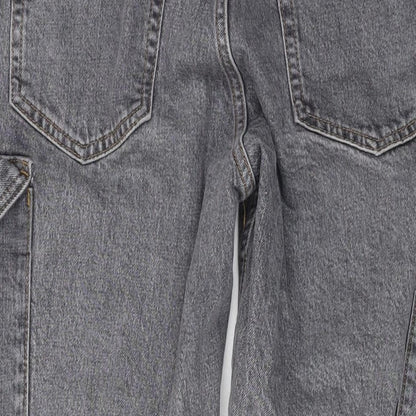Topshop Womens Grey Cotton Straight Jeans Size 28 L25 in Regular Zip - Pockets