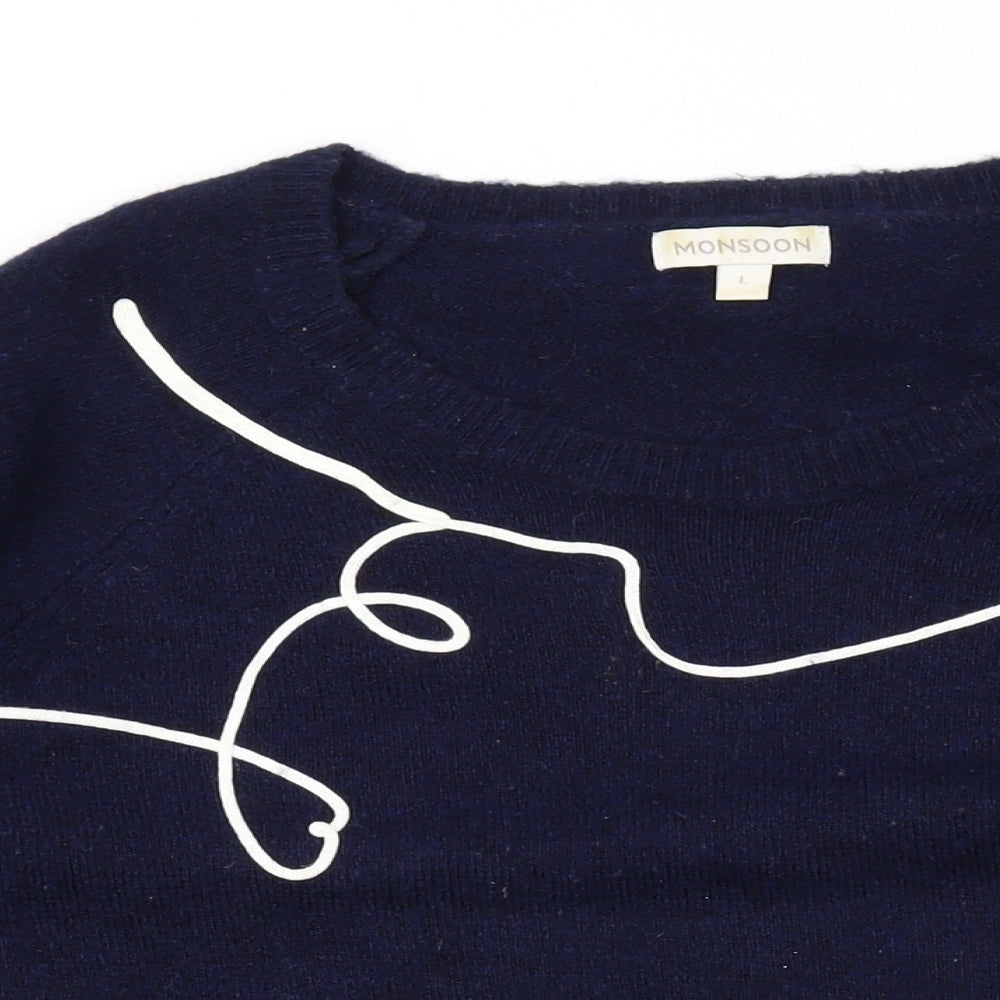 Womens UK Size M Monsoon Blue Pullover Jumper