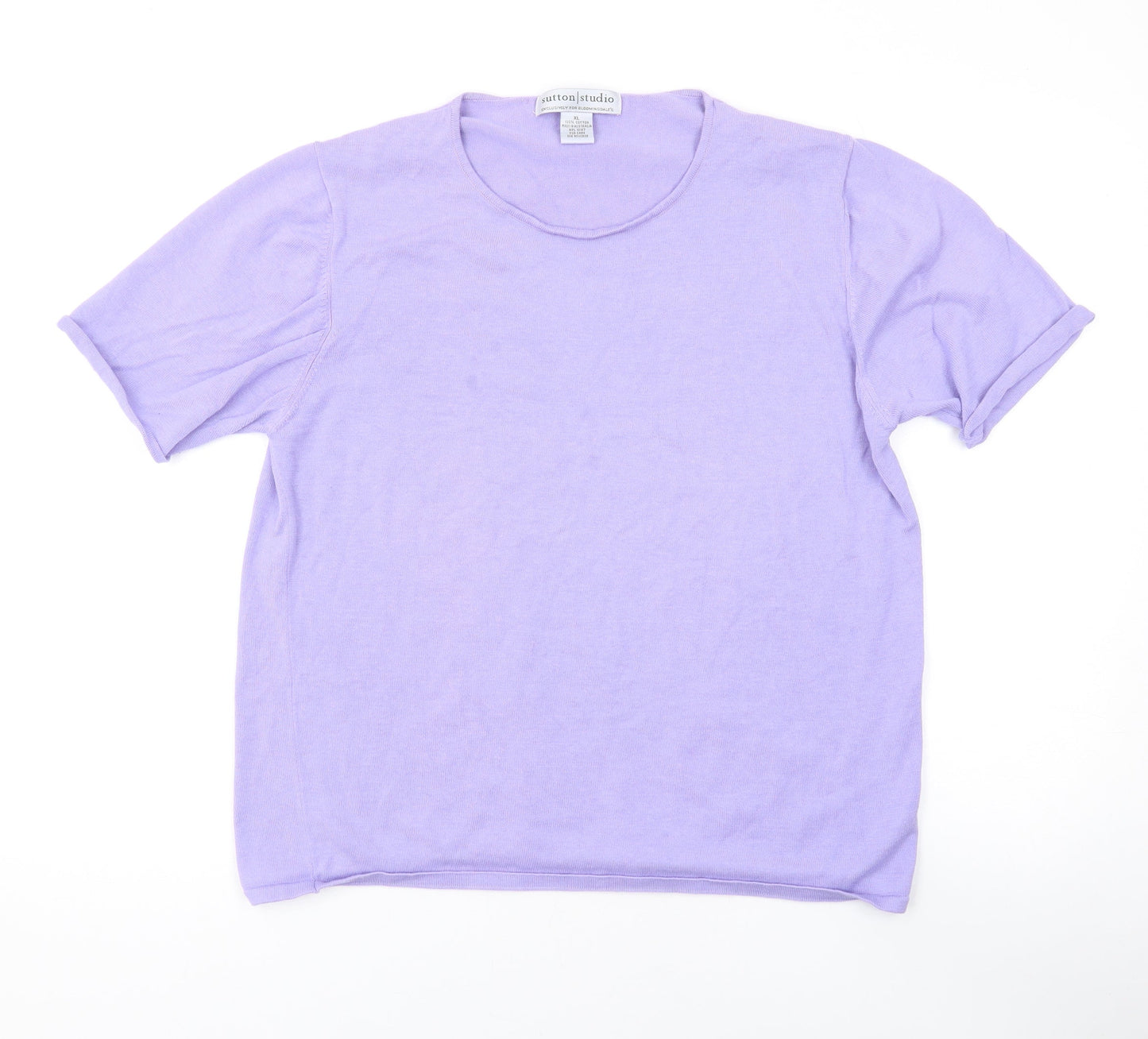 Sutton Studio Womens Purple Scoop Neck Cotton Pullover Jumper Size XL