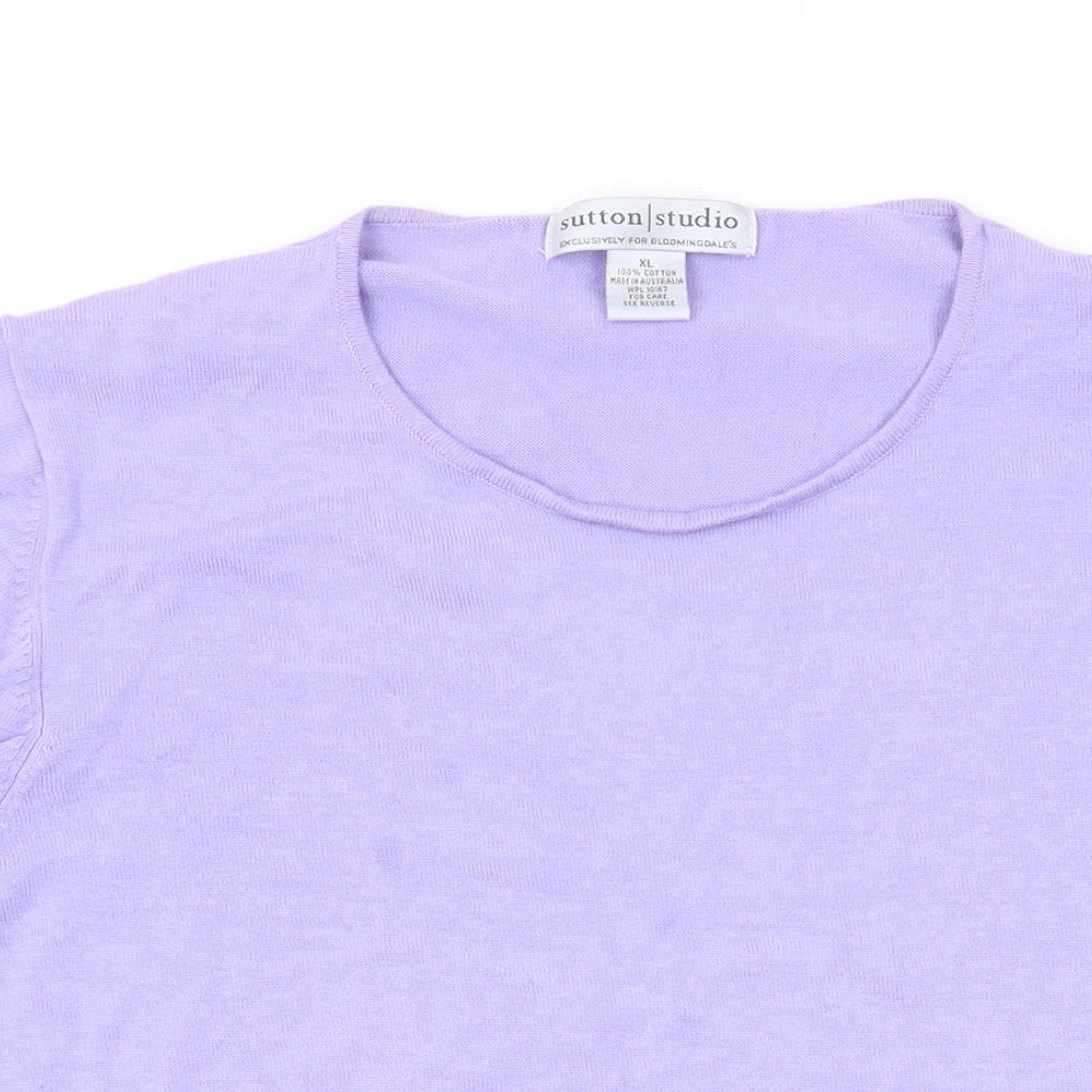 Sutton Studio Womens Purple Scoop Neck Cotton Pullover Jumper Size XL