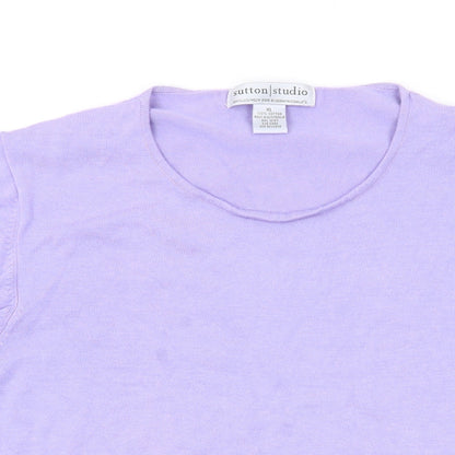 Sutton Studio Womens Purple Scoop Neck Cotton Pullover Jumper Size XL