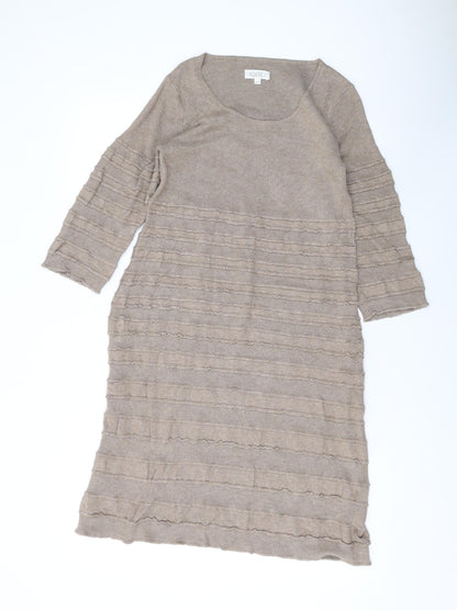 Kaliko Womens Brown Viscose A-Line Size 14 Scoop Neck Pullover