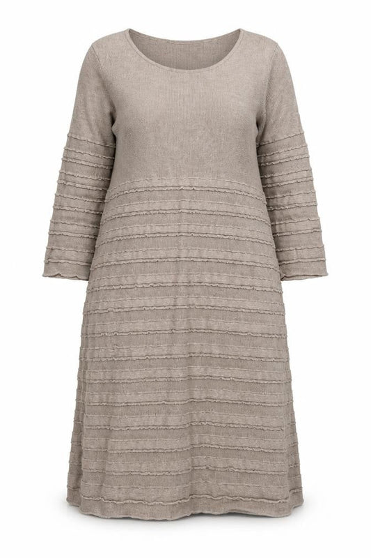 Front view of Kaliko women’s brown viscose a-line, size UK 14, scoop neck pullover
